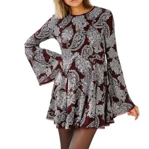 Urban Outfitters Ecote Size 10 Bohemian Paisley Bell Sleeve Dress Whimsigoth